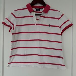 Ralph Lauren Red and White Striped Polo